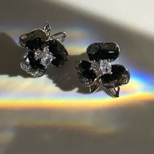 Black Flower Diamond Earrings